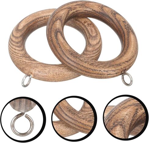 2Pcs Wooden Curtain Rings Hanging Rings for Roman Rods Smooth Operation No Burrs Compatible with Heavy Lightweight Curtains Easy to Install in Saudi Arabia