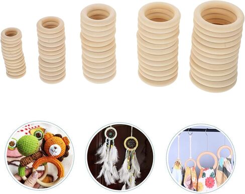 60Pcs Decorative Wooden Curtain Rings Natural Rings for Drapery Handheld Bag Accessories Rustic Home Decor for Daily Use in Saudi Arabia