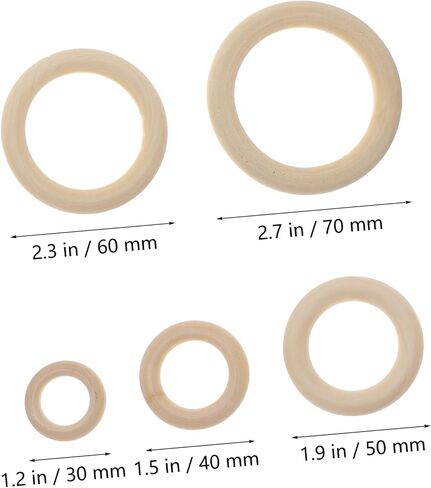 60Pcs Decorative Wooden Curtain Rings Natural Rings for Drapery Handheld Bag Accessories Rustic Home Decor for Daily Use in Saudi Arabia