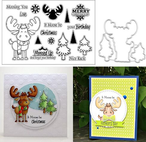 Briartw Clear Stamp, Merry Christmas Stamp for Card Making,Moose Stamp for DIY Scrapbooking,Stamping Seal Silicon Stamp Craft Cardmaking Art Album Decor Gift Paper Card,4"x6" Craftsman Stamp in Saudi Arabia