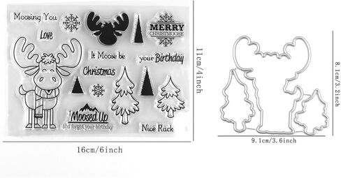 Briartw Clear Stamp, Merry Christmas Stamp for Card Making,Moose Stamp for DIY Scrapbooking,Stamping Seal Silicon Stamp Craft Cardmaking Art Album Decor Gift Paper Card,4"x6" Craftsman Stamp in Saudi Arabia