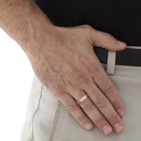 PalmBeach Men's Yellow Gold-plated Sterling Silver Genuine Diamond Accent Two Tone Diagonal Ring Sizes 8-13 in Saudi Arabia
