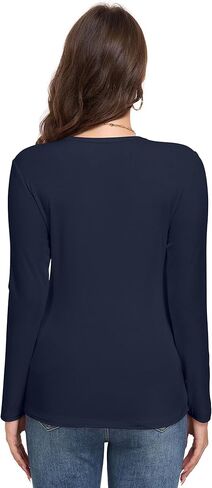 Long Sleeve Shirts for Women Fall Basic Crew Neck Slim Fit Underscrub Tops Layer Undershirt Outfits Clothes 2025 in Kuwait