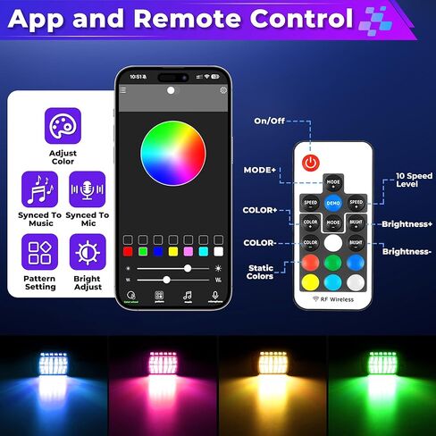 8 Pods LED Rock Lights Kit, Multi-Color, App/Remote Control - Waterproof Underglow Lights for Truck SUV ATV Boat - Music Mode in Kuwait