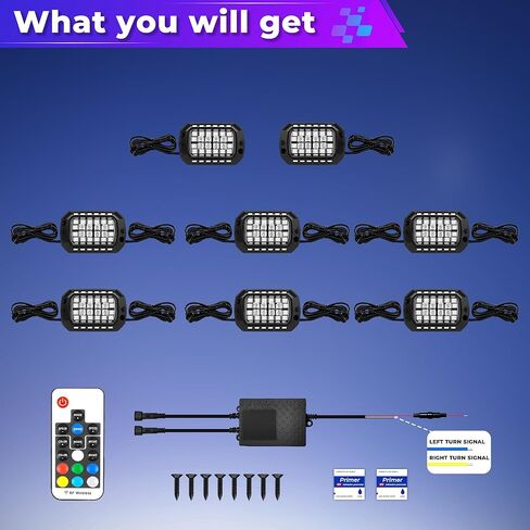 8 Pods LED Rock Lights Kit, Multi-Color, App/Remote Control - Waterproof Underglow Lights for Truck SUV ATV Boat - Music Mode in Kuwait