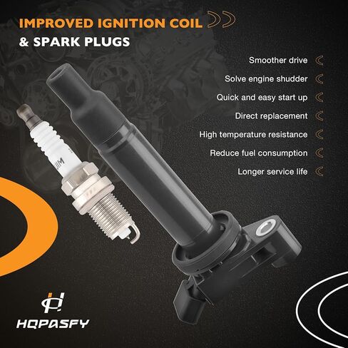 حزمة ملف الإشعال UF582 وشمعات إشعال إيريديوم مجموعة من 4 قطع متوافقة مع 2006 2007 2008 2009 2010 2011 Honda Civic 1.8L استبدال #GN10324، 5C1637 in Kuwait