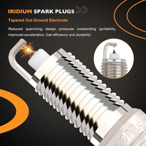 حزمة ملف الإشعال UF582 وشمعات إشعال إيريديوم مجموعة من 4 قطع متوافقة مع 2006 2007 2008 2009 2010 2011 Honda Civic 1.8L استبدال #GN10324، 5C1637 in Kuwait