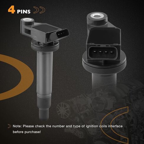 حزمة ملف الإشعال UF582 وشمعات إشعال إيريديوم مجموعة من 4 قطع متوافقة مع 2006 2007 2008 2009 2010 2011 Honda Civic 1.8L استبدال #GN10324، 5C1637 in Kuwait