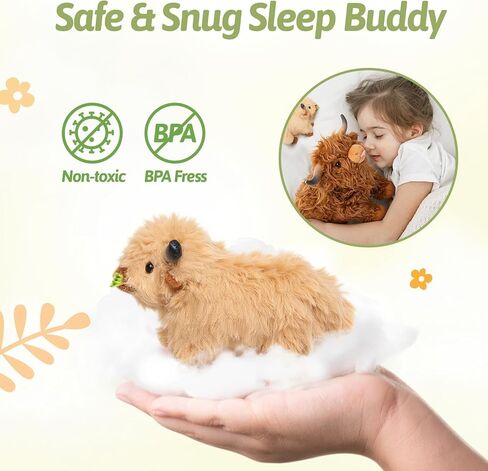 ouozzz الحيوانات المحشوة بقرة المرتفعات - مجموعة ألعاب من القطيفة للأم و4 أطفال ماشية صغيرة بالداخل، ألعاب أطفال تقدم ألعاب للبنات والأولاد والأطفال الصغار in Kuwait