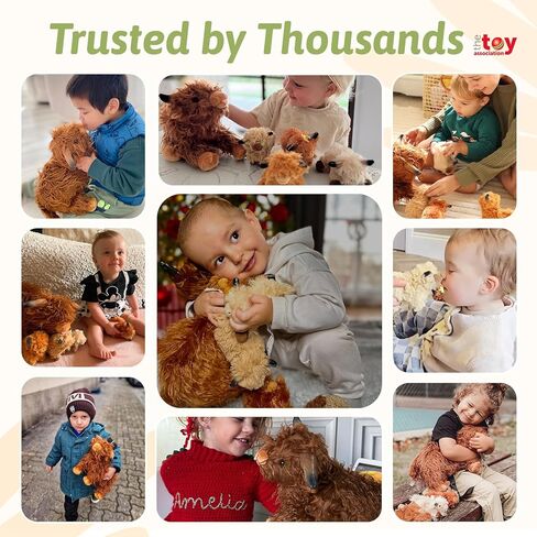 ouozzz الحيوانات المحشوة بقرة المرتفعات - مجموعة ألعاب من القطيفة للأم و4 أطفال ماشية صغيرة بالداخل، ألعاب أطفال تقدم ألعاب للبنات والأولاد والأطفال الصغار in Kuwait