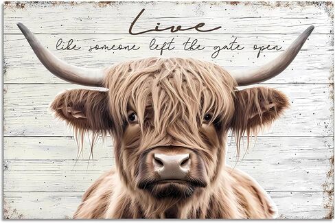 Highland Cow Wall Art,Cow Pictures Wall Decor, Highland Cow Canvas Wall Art,Farmhouse Longhorn Canvas Wall Art Decor Poster for Bedroom Bathroom Living Room Wall Art Decor (16''x24'') Unframed, in Saudi Arabia