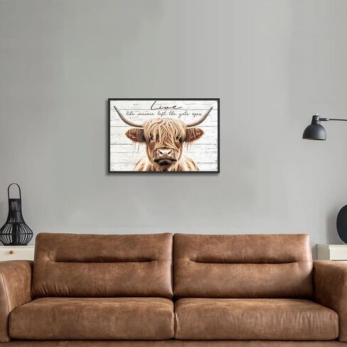 Highland Cow Wall Art,Cow Pictures Wall Decor, Highland Cow Canvas Wall Art,Farmhouse Longhorn Canvas Wall Art Decor Poster for Bedroom Bathroom Living Room Wall Art Decor (16''x24'') Unframed, in Saudi Arabia