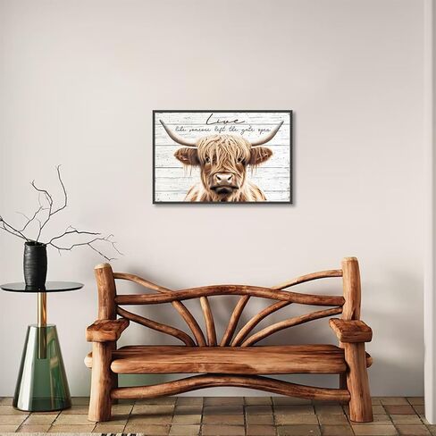 Highland Cow Wall Art,Cow Pictures Wall Decor, Highland Cow Canvas Wall Art,Farmhouse Longhorn Canvas Wall Art Decor Poster for Bedroom Bathroom Living Room Wall Art Decor (16''x24'') Unframed, in Saudi Arabia