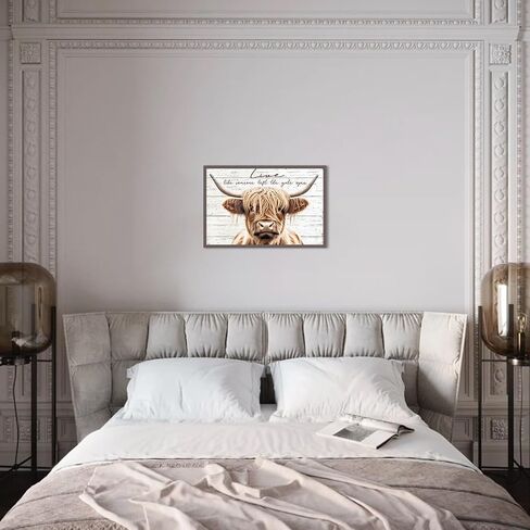 Highland Cow Wall Art,Cow Pictures Wall Decor, Highland Cow Canvas Wall Art,Farmhouse Longhorn Canvas Wall Art Decor Poster for Bedroom Bathroom Living Room Wall Art Decor (16''x24'') Unframed, in Saudi Arabia