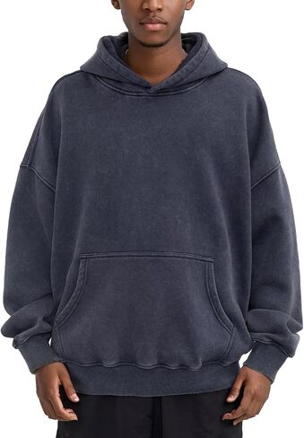 Mens Oversized Acid Wash Hoodies Heavyweight Vintage Washed Fleece Hoodie Sweatshirt for Men Women Streetwear in Saudi Arabia