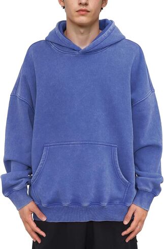Mens Oversized Acid Wash Hoodies Heavyweight Vintage Washed Fleece Hoodie Sweatshirt for Men Women Streetwear in Saudi Arabia