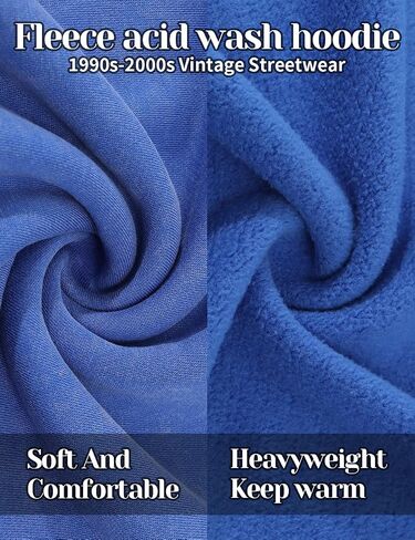 Mens Oversized Acid Wash Hoodies Heavyweight Vintage Washed Fleece Hoodie Sweatshirt for Men Women Streetwear in Saudi Arabia