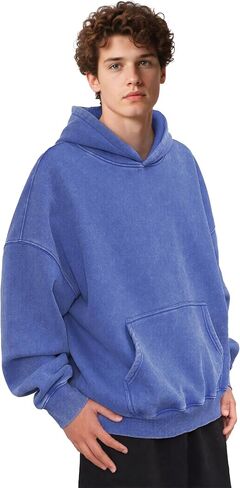 Mens Oversized Acid Wash Hoodies Heavyweight Vintage Washed Fleece Hoodie Sweatshirt for Men Women Streetwear in Saudi Arabia