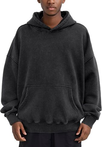 Mens Oversized Acid Wash Hoodies Heavyweight Vintage Washed Fleece Hoodie Sweatshirt for Men Women Streetwear in Saudi Arabia