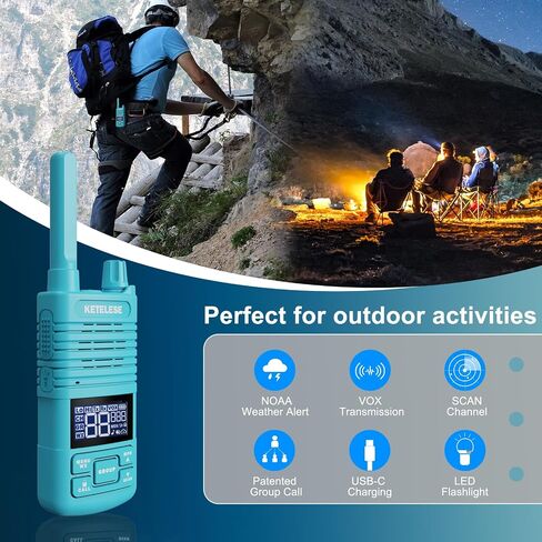 Two Way Radio, FRS Walkie Talkies with Earpiece, Long Range Walkie Talkies for Adults, USB C Rechargeable 2 Way Radio, NOAA, VOX, Group Call for Traveling Biking Camping Hiking, 6 Pack in Saudi Arabia