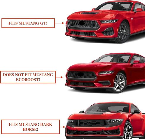 غطاء المحرك العلوي الأمامي لغطاء فتحة التهوية لتدفق الهواء بديل لسيارة Ford Mustang Dark Horse GT S650 2024 2025 Shelby (أسود لامع) in Kuwait