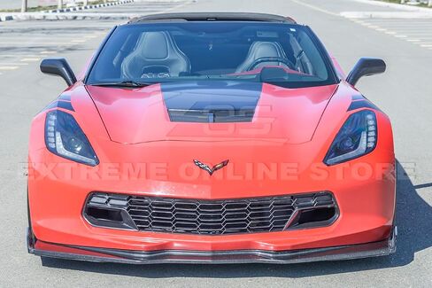 Replacement For 2014-2019 Corvette C7 Z51 Stingray Grand Sport Models | GM Factory Z06 Style Front Hood Vent Louver Trim Cover (ABS Plastic - Hydro-Dipped Carbon Fiber) in Saudi Arabia
