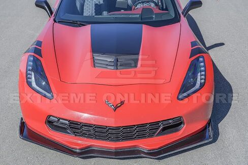 Replacement For 2014-2019 Corvette C7 Z51 Stingray Grand Sport Models | GM Factory Z06 Style Front Hood Vent Louver Trim Cover (ABS Plastic - Hydro-Dipped Carbon Fiber) in Saudi Arabia