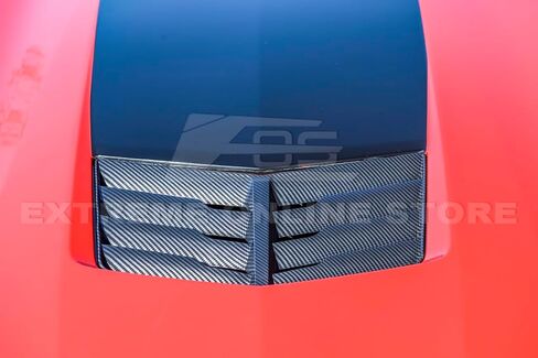 Replacement For 2014-2019 Corvette C7 Z51 Stingray Grand Sport Models | GM Factory Z06 Style Front Hood Vent Louver Trim Cover (ABS Plastic - Hydro-Dipped Carbon Fiber) in Saudi Arabia