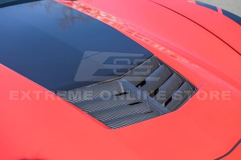 Replacement For 2014-2019 Corvette C7 Z51 Stingray Grand Sport Models | GM Factory Z06 Style Front Hood Vent Louver Trim Cover (ABS Plastic - Hydro-Dipped Carbon Fiber) in Saudi Arabia