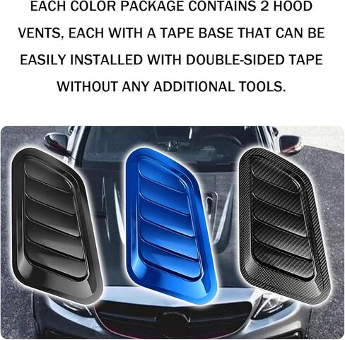 2PCS Car Hood Air Vent, Universal Hood Vents for Cars, Scoop Bonnet Air Vents Engine Hoods Kit, Intake Trim Cover Automotive Exterior Decor Accessories for Most Cars (Blue) in Kuwait