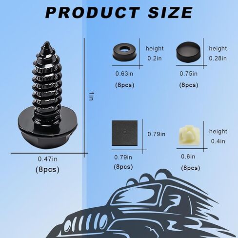 براغي لوحة ترخيص مضادة للسرقة، مجموعة أدوات التثبيت مع غسالات صواميل لإطار علامة السيارة، أدوات تثبيت أمان من الفولاذ المقاوم للصدأ لإطارات لوحات الترخيص in Kuwait