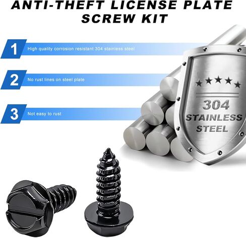 براغي لوحة ترخيص مضادة للسرقة، مجموعة أدوات التثبيت مع غسالات صواميل لإطار علامة السيارة، أدوات تثبيت أمان من الفولاذ المقاوم للصدأ لإطارات لوحات الترخيص in Kuwait