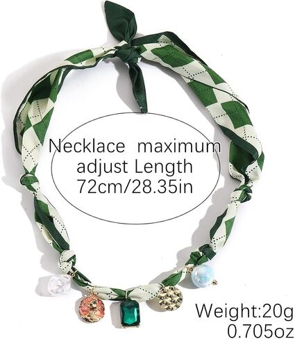Scarf Bandana Necklace with Charm Colorful Silk Flower Crystal Heart Pearl Choker Necklace Fabric Statement Jewelry in Saudi Arabia