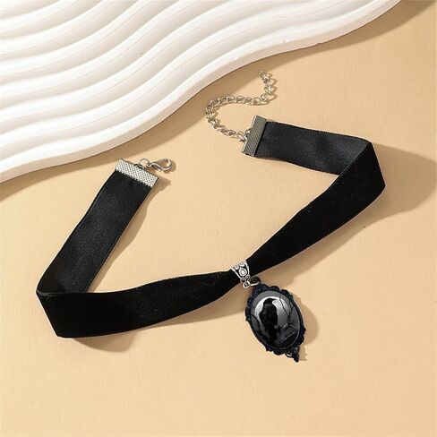 dreuyet الغراب النقش المخملية قلادة قلادة للنساء القوطية كريستال زجاج خمر الغراب الغراب القلائد الأسود الشرير نمط القوطي الصوفي الفيكتوري قلادة هالوين المجوهرات in Kuwait