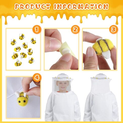 Halloween Beekeeper Costume Include Beekeeper Jacket,Wool Felt Bees,Gloves,Felt Bucket,Sunflower for Bee Party Cosplay in Kuwait