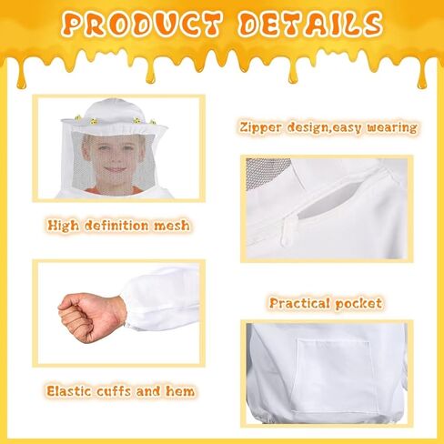 Halloween Beekeeper Costume Include Beekeeper Jacket,Wool Felt Bees,Gloves,Felt Bucket,Sunflower for Bee Party Cosplay in Kuwait