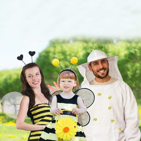 Halloween Beekeeper Costume Include Beekeeper Jacket,Wool Felt Bees,Gloves,Felt Bucket,Sunflower for Bee Party Cosplay in Kuwait