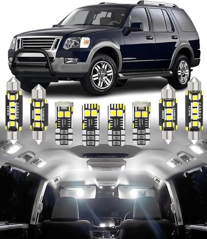 استبدال ضوء LED الداخلي للسيارة BMT xms لسيارة Ford Explorer 2002-2010، حزمة لمبات الإضاءة الداخلية فائقة السطوع 6000K، 14 قطعة in Saudi Arabia