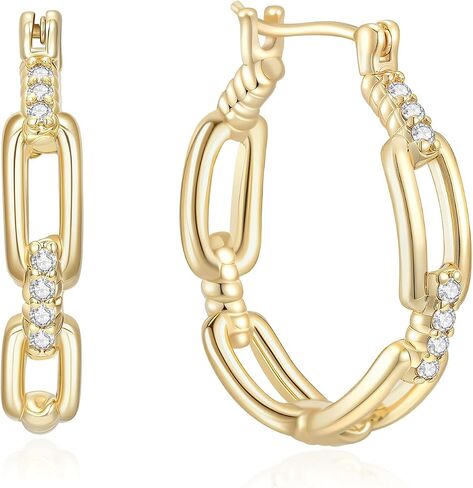14K الذهب هوب Huggie أقراط للنساء Soild الذهب أقراط الماس الأطواق القرط الذهب العصرية كابل تصميم المرأة القرط 20/25/30 مللي متر in Kuwait