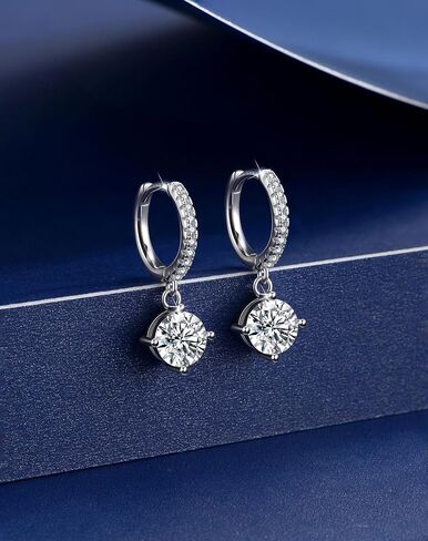 2-2.4ct Moissanite Hoop Earrings for Women - D Color VVS1 Clarity Solid 925 Sterling Silver 18K Gold Plated Jewelry - Lab Created Diamond Mens Gifts in Kuwait
