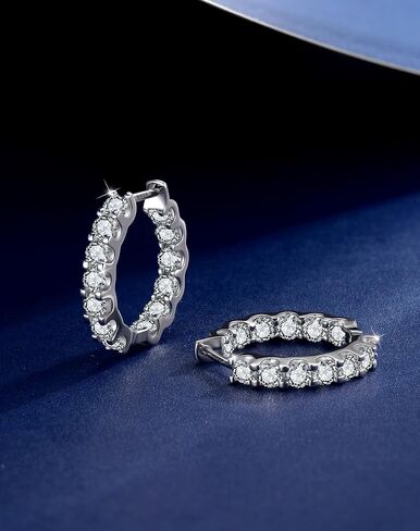 2-2.4ct Moissanite Hoop Earrings for Women - D Color VVS1 Clarity Solid 925 Sterling Silver 18K Gold Plated Jewelry - Lab Created Diamond Mens Gifts in Kuwait