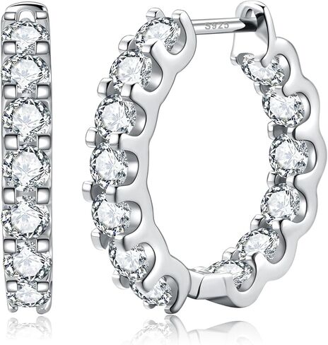 2-2.4ct Moissanite Hoop Earrings for Women - D Color VVS1 Clarity Solid 925 Sterling Silver 18K Gold Plated Jewelry - Lab Created Diamond Mens Gifts in Kuwait