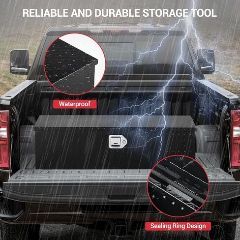 30 Inch Aluminum Truck Tool Box, Truck Bed Storage Box with Security Lock and Wider Handles, Heavy Duty Waterproof Tool Boxes Organizer Chest for Pick Up Truck Rv Trailer,Black in Saudi Arabia