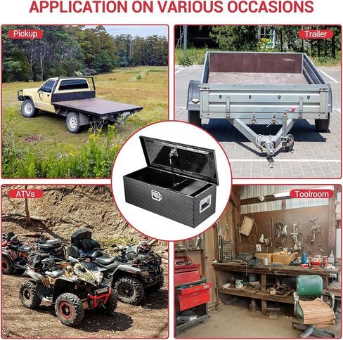 30 Inch Aluminum Truck Tool Box, Truck Bed Storage Box with Security Lock and Wider Handles, Heavy Duty Waterproof Tool Boxes Organizer Chest for Pick Up Truck Rv Trailer,Black in Saudi Arabia