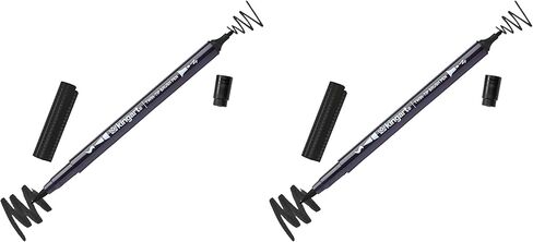 KINGART TT104-1 PRO Twin-Tip Black Color 445 Series Single Brush Pen Artist Marker, Double-ended Brush Tip & Fine Tip, Water-based Non-Toxic Ink, Black in Kuwait