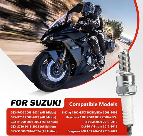 4Pcs Iridium Spark Plug for Suzuki GSX-R600 GSX-R750 GSX-R1000 GSX-S750 GSX-S1000 GSX1300 R/BK/BKA SFV650 DL650 AN400 2007-2024 CR9EIA-9 09482-00558 in Saudi Arabia