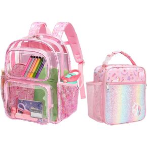 حقيبة ظهر شفافة للأولاد من باجيري - حقيبة كتب شفافة مقاس 15 بوصة للأطفال الذين تتراوح أعمارهم بين 3 إلى 8 سنوات، حقيبة ظهر شفافة للمدرسة، آمنة مع شريط عاكس، ديناصور أسود in Kuwait