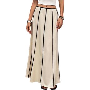 GORGLITTER المرأة كتلة الألوان طويلة تنانير طويلة بوهو لطيف منخفضة الخصر مطوي ذيل السمكة الخريف مهرجان عطلة تنورة in Kuwait