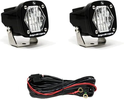 أغطية الإضاءة المساعدة S1 LED من Baja Designs - تناسب عالمي مع حزام الأسلاك، 2 مصباح LED (زاوية عريضة؛ شفاف) in Kuwait