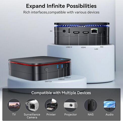 Blackview 2024 أحدث جهاز كمبيوتر صغير، Intel 12th N95 Mini Desktop Computers، Win 11 16GB DDR4 RAM 512GB M.2 SSD Micro Computer Support Dual 4K UHD، Dual WiFi، BT4.2، Gigabit Ethernet، أزرق in Kuwait